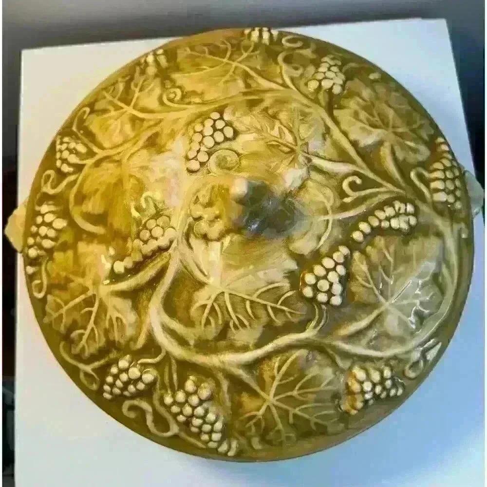 Vintage Perigrappa of Deruta Italy Round Covered Vegetable Serving Dish Yellow